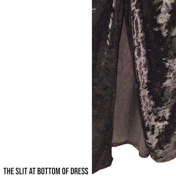 NEW FUTURE COLLECTIVE Plus Size Black Velvet Ruched Open Back A-Line Evening Dre - Picture 6 of 15